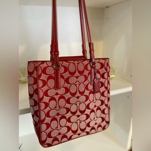 Coach 6090 Signature Tote Bag Shoulder Canvas & Leather